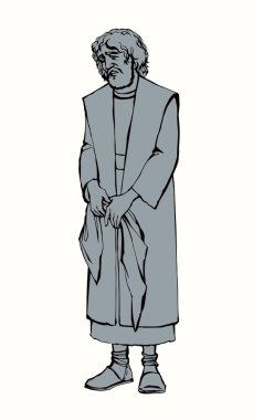 Vektör çizimi. Üzgün yaşlı adam.