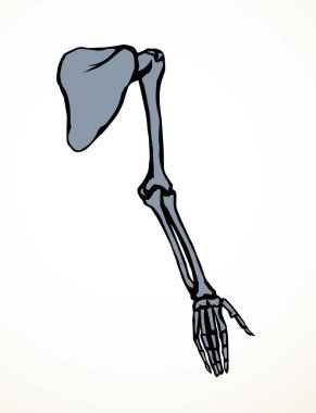 Arkaya bakan hasta kadın, omurga yaralanması bilek ağrısı, ameliyat, terap tarama, röntgen, beyaz logo. Siyah çizilmiş kadın yaralanması başparmak sıhhiyesi, Xray dirsek ağrısı, dirsek ağrısı, çizim sanatı.