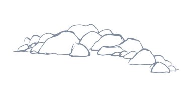 Büyük sert, sert, sert, kurak uçurum bloğu uçurum tepe hattı beyaz, boş gökyüzü metin alanı sahne arkaplanı. Manzaralı görünümü kapat. Koyu siyah kalem el. Park havuzu çizilmiş.