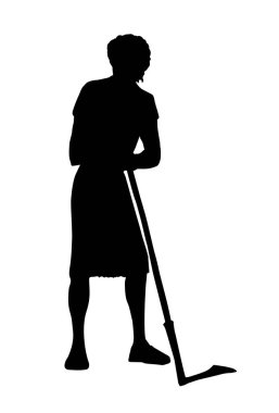 Vektör çizimi. Yaşlı tırpanlı bir adam.