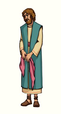 Vektör çizimi. Üzgün yaşlı adam.