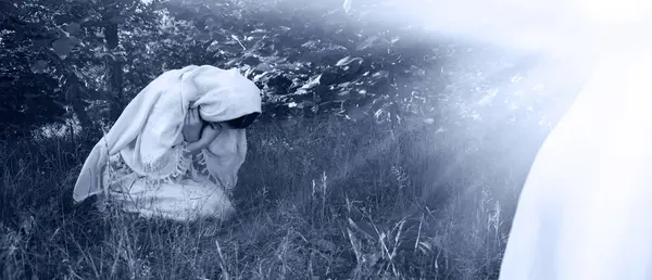 Одинокий Святой Гавриил Молодой Грустный Восточный Еврей Старый Ретро Платка — стоковое фото