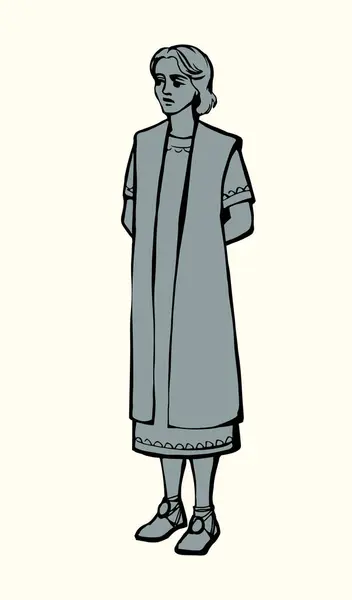 Vector Drawing Ypung Boy Ancient Dress — Stock Vector