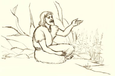 Muhtaç, aç, kederli, yaşlı Yahudi kabilesi keşişi, yaşlı, Yahudi, dinlenme yeri inancı olan John Tanrı 'dan hüzünlü bir taslak çizimi için yalvarır. Asya doğu kabilesinin retro çağı, kriz geçmiş gökyüzü inancı sembolünü altüst etti