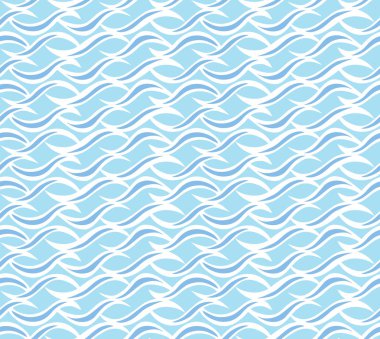 Tileable kıvrımlı warp op şekli formu Ajur açık masmavi renk koyu Indigo dolambaçlı yollardan bükülmüş darbeleri ile. Dalgalı curvy wavelike Menderes basit doğrusal vintage tarzı sarma şablon fond bozuk