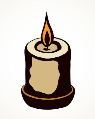 Büyük kağıt alanı metin için ayarlanmış şekil parafin nesnesi eritebilir. Canlı bej renk el çekilmiş sıcak Katedrali parlak logo amblem piktogram afiş tasarımı sanat tarihi doodle çizgi roman tarzı. Closeup makro görünümü