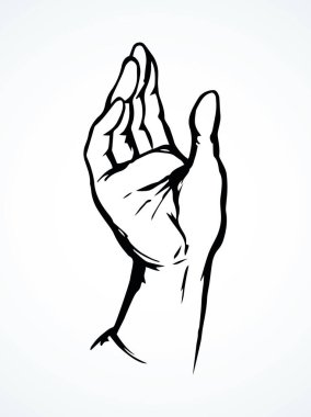 Beyaz arka planda, el genişliği kadar olan bir kol. Freehand ana hatları siyah mürekkep çizilmiş logo pictogram amblemi eskimiş sanat karikatür tarzı kalemle metin için kağıt boşluğuna çizilmiş. Yakın kenar görünümü