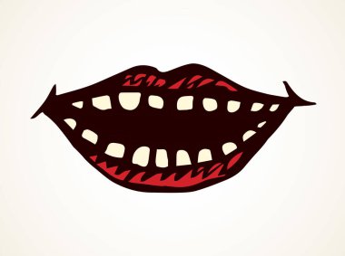 Beyaz metin uzayında büyük bir erkek mizah öğesi. El yazısı, siyah mürekkep çizimi, pop man lol ses logosu pictogram amblem tasarımı, retro sanatçı doodle engrave tarzı kalem. Yakın görünüm