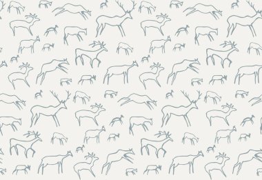 Yakından bakınca, kırmızı Afrika kabilesi beyaz arka planda keçi figürü çiziyor. Çizgi koyu siyah mürekkep boyalı el grunge düz bizon boğa şekilli logo tasarımı. Geçmişe dönük duvar resmi yazdırma biçimi