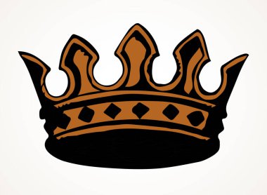 Klasik lüks zenginlik, asil korona şapka ödülüne yakından bakın. Beyaz metin alanı. Sanat karalama çizgisi süsleme stili ana hatları siyah mürekkep el çizimi zengin değerli taç logosu piktogram dekor tasarımı