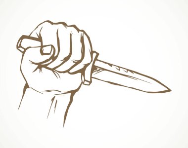 Yaşlı aşçı aşçı, büyük mutfak kesicisi. Hırsız soyguncuların saldırısına uğramakla tehdit ediyor. Polis logosu çizilmiş sanat metni alanı. Yakından bakınca korkunç umutsuzluk psikopat suistimal tehdit aşçı gerilim filmi