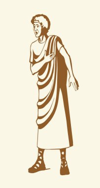 Siyah çizgili genç yaşta İsrail 'in doğusunda Yahudi bir çocuk Tanrı' ya dua ettiğini düşünüyor. Yahudi giysisi duası yaşlı adamın panik fobisi olduğuna inanıyordu. Eski bir beyaz imgelem hikâyesi. Roma sanat eskizi.