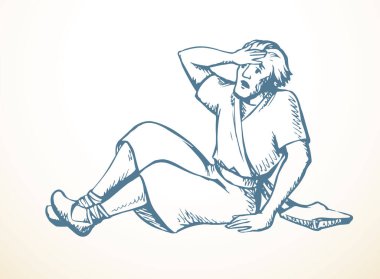 Vektör çizimi. Adam yere düştü.