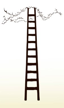 Bulutlarda yüksek merdiven çizimi