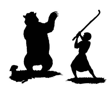 Vektör çizimi. Kızgın bir ayı durur ve hırlar.