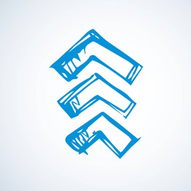 Close up cute down side grunge artist ui white paper backdrop text space. Freehand outline black ink paint way logotype emblem insignia design sketchy clip art modern contour scribble style brush label