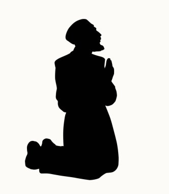 Mutlu, yetişkin, orta yaşlı, Yahudi, köle Arap, erkek. Umarım İsrail 'li erkek, kollarına güvenir. Tanrı' ya şükürler olsun. Tek başına çizilmiş Asyalı Müslüman bornoz giysi simgesi simge eski beyaz gökyüzü görünümü