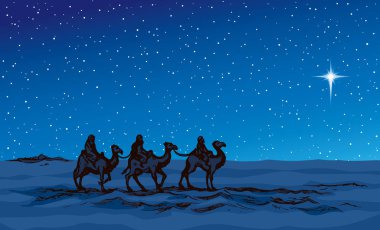 Eski yahudi inanışı bilge adam kral magi gidiyor kutsal oğul doğum çocuk İsa altın hediye retro grafik sanat neşeli Xmas yerli hatta hikaye sahnesi siyah el İsrail inanç kartı metin alanı çizdi
