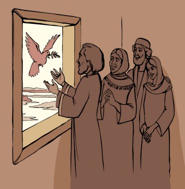 Vektör çizimi. Güvercin Nuh 'a döndü.