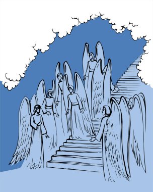 Aziz Seraph meleği efsanevi kahraman kilisenin en büyük umudu. El yapımı güç kutsal eski mucize giysi insan ruhu sineği kalk ayağa kalk inanç efsanesine ulaş dua et eski efsane sanat eskizi