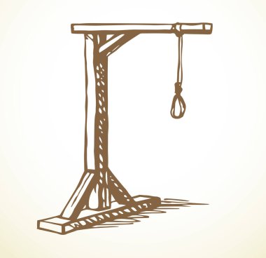 Vektör çizimi. Döngülü ahşap darağacı