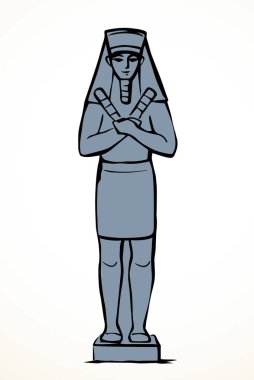 Giza Kahire sfenks şehir logosu tabelası Luxor Palace Africa Amun harabe. El çizimi geçmiş etnik efsane kafa taç, tabut, taş sütun, karikatür, siyah çizgi çizim tarzı.
