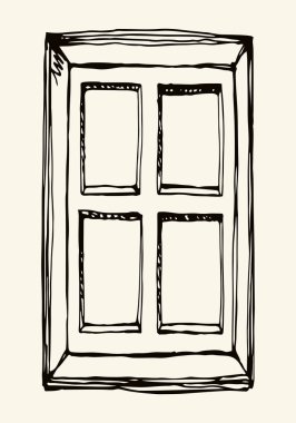 Vektör çizimi. Eski ahşap pencere