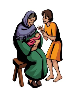 Vektör çizimi. Anne ve bebek.