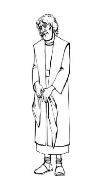 Vektör çizimi. Üzgün yaşlı adam.