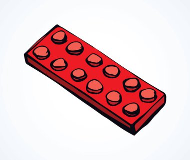 Canlı kırmızı bina yapıcı yapboz tamir setini kapat beyaz metin alanını ayarla. Parlak mutlu pembe renkli el çizilmiş komik tasarım nesne amblemi modern web sanat karalaması komik eğlence tarzı