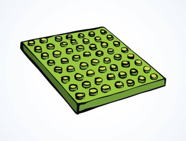 Canlı, yeşil, büyük, düz bina yapıcı yapboz tamir seti beyaz metin alanı arkaplanını kapatın. Parlak mutlu renk el çizimi komik tasarım nesne amblemi modern web sanat karalama komik keyif tarzı