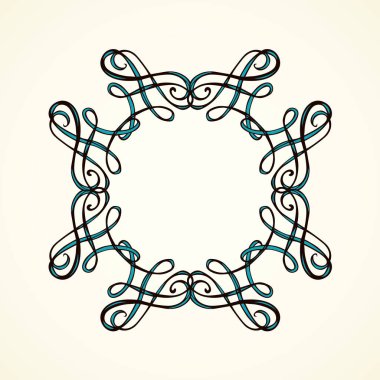 Eski sevimli romantik kitap kurdelesi kıvrımlı fiyonk etiketi beyaz kağıt arka planda izole edilmiş. Freehand siyah mürekkep ana hatlarıyla çizilmiş kıvrımlı köşe çizimi sanatsal kırsal kıvrımlı karalama tarzı.