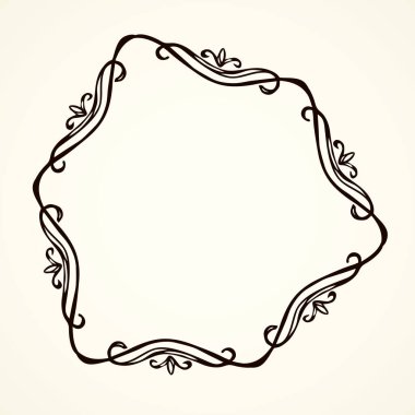 Eski sevimli romantik kitap kurdelesi kıvrımlı fiyonk etiketi beyaz kağıt arka planda izole edilmiş. Freehand siyah mürekkep ana hatlarıyla çizilmiş kıvrımlı köşe çizimi sanatsal kırsal kıvrımlı karalama tarzı.