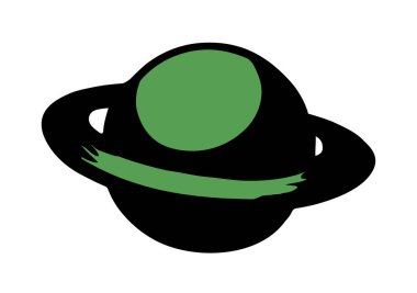 Vektör çizimi. Gökyüzünde büyük bir gezegen