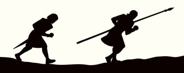 Yaş ilerledikçe güçlü, cesur, soylu, erkek, Yahudi, Kral David, savaş kahramanı Asahel öldü. El çizimi güçlü Yunan Yahudi insan Abner korku retro Orta Doğu Asya tehlike öyküsü çizim sanat