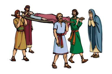 Vektör çizimi. Adamın cenazesi.