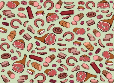 Yağsız domuz yağı, domuz budu, pirzola, bıçak, aperatif, beyaz arka plan. Kırmızı çizgi çizili natur buğulama kuzu eti sosis sosis, pirzola dükkânı öğle yemeği menüsü simge retro resim tasarımı tasarımı