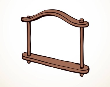 Paslı, ağır, kahverengi 2 atlı, hayvan başlı takım işçi yükü dizginli tasma tasması. Siyah çizgili el çizimi çift güçlü canavar tarlası çiftlik ahırı el arabası beyaz eski İncil çizgi film sanat logosu