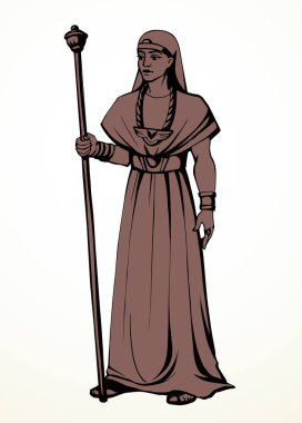 Doğu Asya 'daki genç yetişkin, İncil' den kız, altın elbise, Arap erkek, kabile şefi, kabile şefi, prens. Siyah kalem çizili el Asyalı Yahudi İncil 'deki tanrı çizimi sanat eseri beyaz stili.