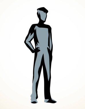 Yetişkin servis elemanı Avatar kol kalçası logo amblemi konsepti. Ana hatları siyah mürekkep kalem eli düz yönetimli bekle ağ ui web tasarımı modern sanat doodle tarzı beyaz kağıt metin alanı