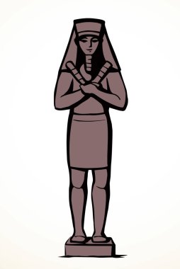 Giza Kahire sfenks şehir logosu tabelası Luxor Palace Africa Amun harabe. El çizimi geçmiş etnik efsane kafa taç, tabut, taş sütun, karikatür, siyah çizgi çizim tarzı.