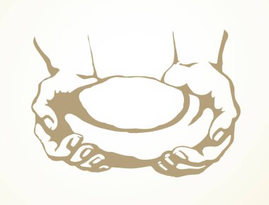 Tatlı, hafif, beyaz arpa rulo hamur, çocuk şefe yalvardı. Kalem çizilmiş eski erkek tanrı İsa kol inancı çavdar diyeti ikonu tabela logo kavramı eski İncil sanatı