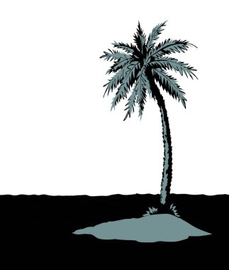 Eski yalnız umut yalnızlığı beyaz güneşli gün batımı gökyüzü yazı uzayı. Siyah el, 1 iplik çizdi ve konsept logo simgesini kaybetti. Retro sanat karalama çizgisi komik çizgi film tarzı komik gezi manzarası