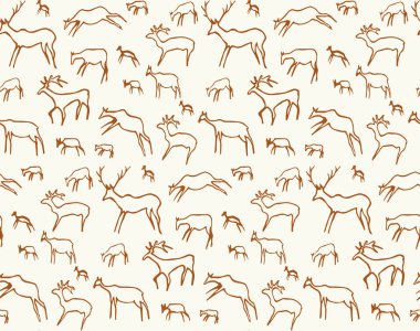 Yakından bakınca, kırmızı Afrika kabilesi beyaz arka planda keçi figürü çiziyor. Çizgi koyu siyah mürekkep boyalı el grunge düz bizon boğa şekilli logo tasarımı. Geçmişe dönük duvar resmi yazdırma biçimi