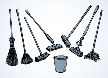 Beyaz oda metin uzayındaki çöp yumağı nesnesini temizleyin. Siyah el çizimi, sağlık sıvısı temizleyici bez küvet kovası logosu. Retro çizgi çizgi film sanatı görünüm çöp kutusunu kapatın