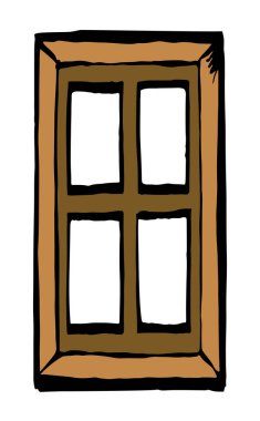 Vektör çizimi. Eski ahşap pencere