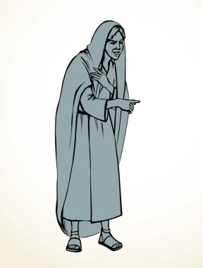 Vektör çizimi. Ayakta duran yaşlı kadın