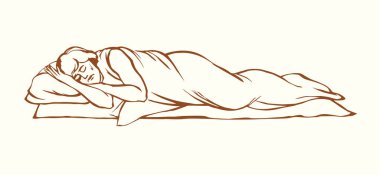 Vektör çizimi. Antik Uyuyan Adam