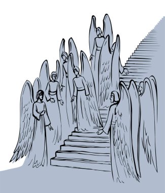 Aziz Seraph meleği efsanevi kahraman kilisenin en büyük umudu. El yapımı güç kutsal eski mucize giysi insan ruhu sineği kalk ayağa kalk inanç efsanesine ulaş dua et eski efsane sanat eskizi