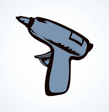 Ev inşaatı işini, beyaz kağıt boşluğundaki kablo nesnesini metin için yapıştır. Çizgi siyahı modern sanat karalama tarzında ısı tutkalı çatal bıçak logosu işareti oluşturur. Yakın görünüm